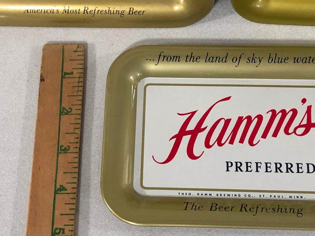 Lot of 3 Hamm's Preferred Beer Tip Trays, Metal, Smooth &Mellow