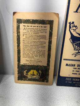 Lot of 4 Hamm's Beer Ephemera Items, (2) Want Books, 1914 Hamm's Preferred Recipe Book