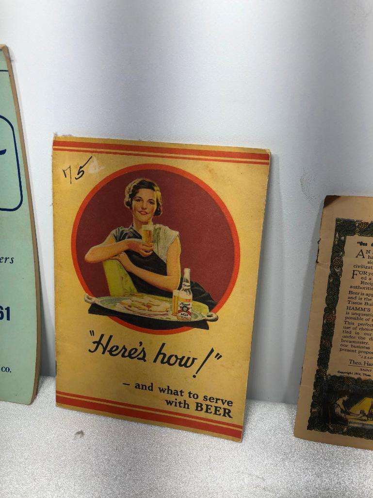 Lot of 4 Hamm's Beer Ephemera Items, (2) Want Books, 1914 Hamm's Preferred Recipe Book