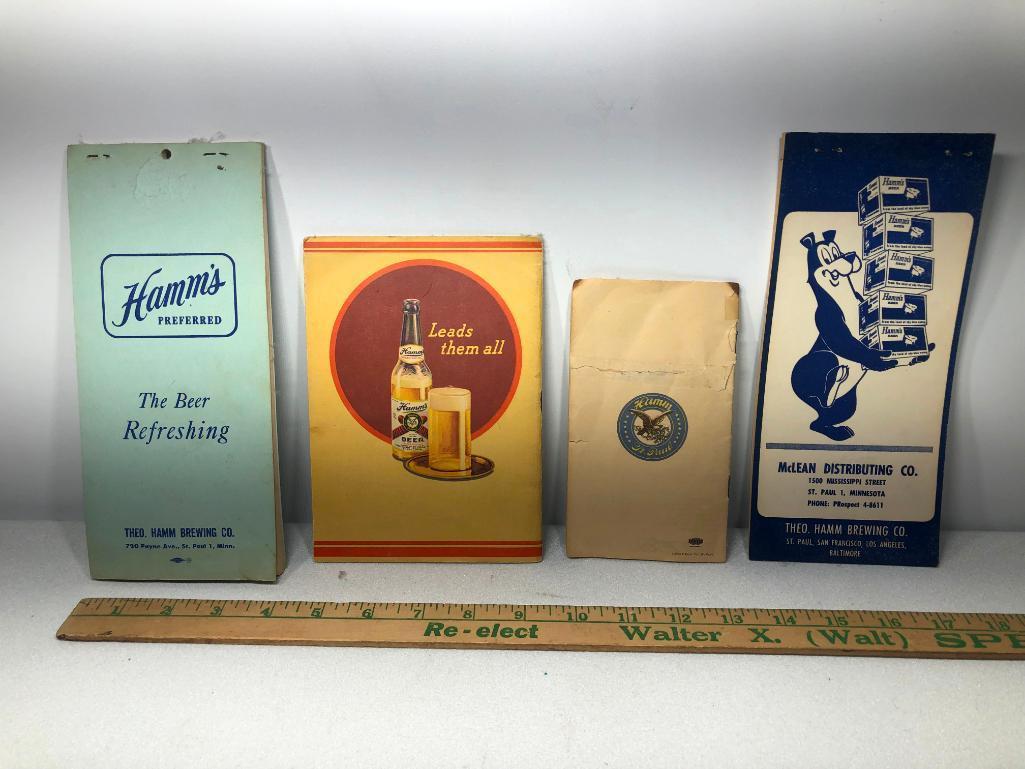 Lot of 4 Hamm's Beer Ephemera Items, (2) Want Books, 1914 Hamm's Preferred Recipe Book