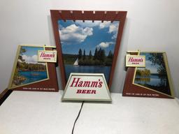 Hamm's Beer 3 Part Lighted Sign