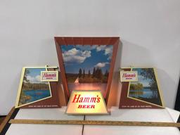 Hamm's Beer 3 Part Lighted Sign