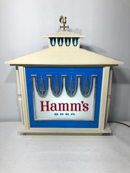 Lighted Hamm's Beer Sign w/ Rooster Weathervane Topper