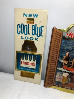 Lot of 2 Hamm's Beer Embossed Cardboard Litho Signs