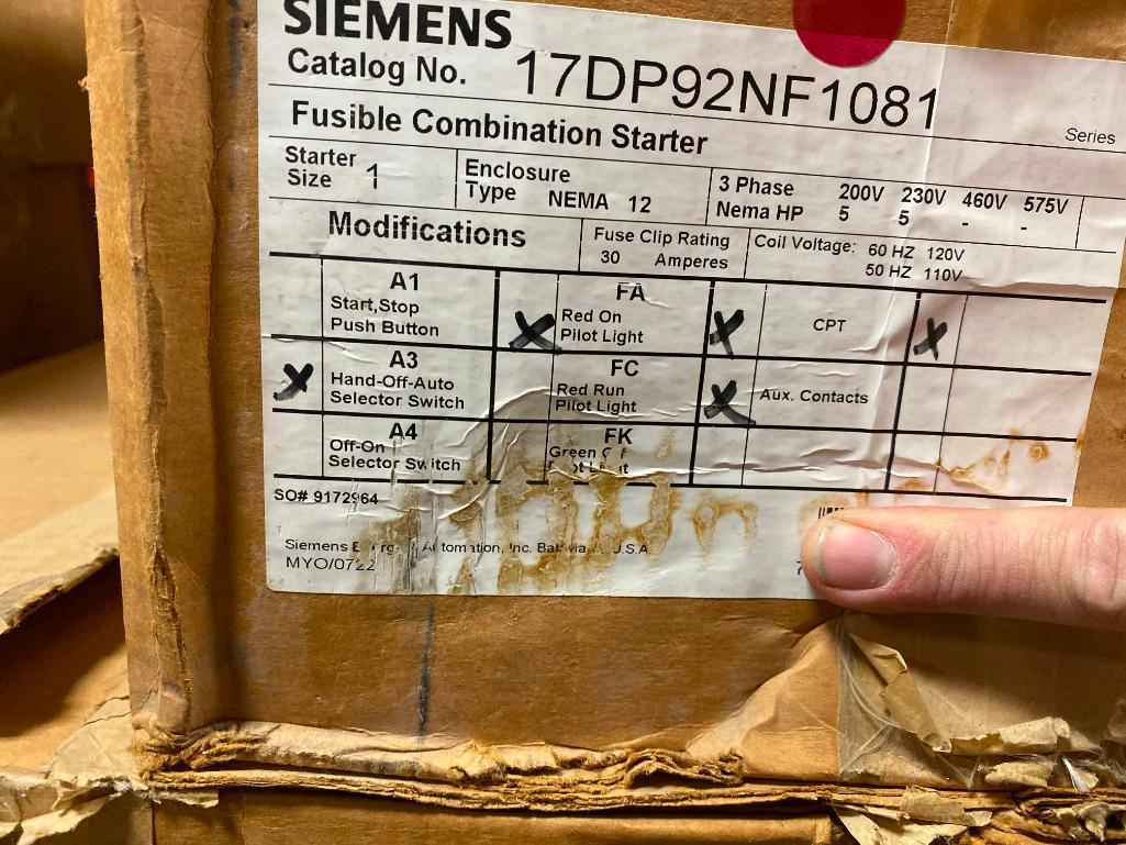 Lot of 3, New, Siemens Fusible Combination Starter 17DP92NF1081 3PH 5HP 208V-240V
