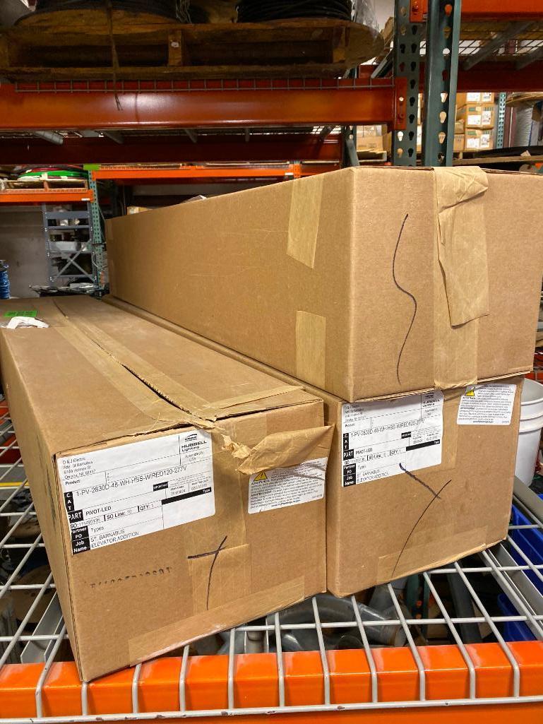 Lot of 4 NEW Hubbell Lighting 48in LED Pivot Downlights, Cat. No. 1-PV-2830D-48-WH-HBS-Wired120-277V