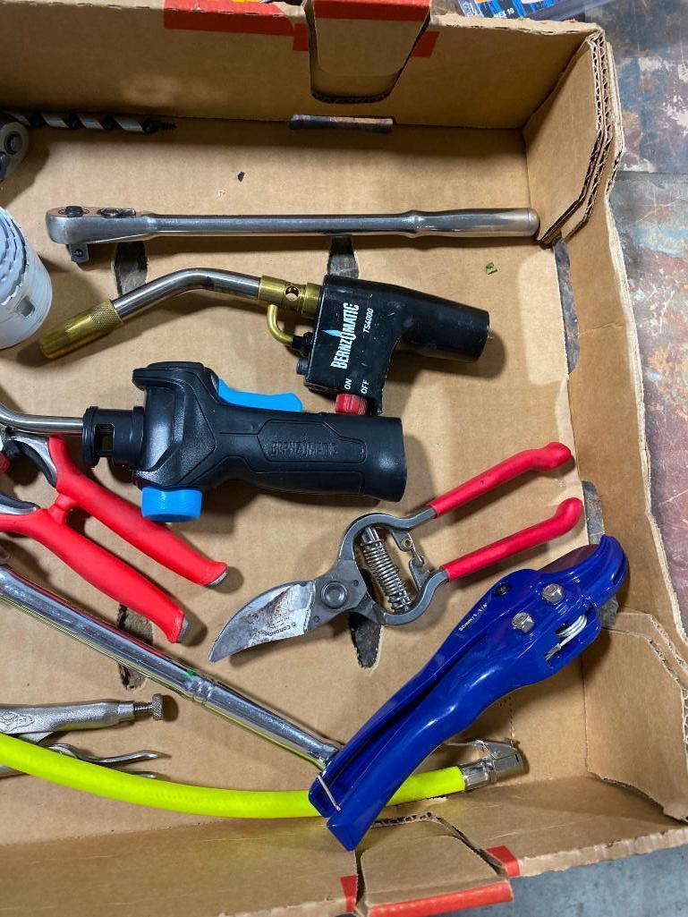 Large Group of Misc. Tools & Supplies, Ratchets, Soldering Kit, Screwdriver Tips and More