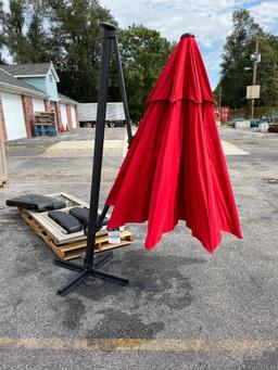 Simply Shade LED Lighted 11 ft. Cantilever Umbrella w/ Base