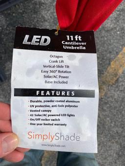 Simply Shade LED Lighted 11 ft. Cantilever Umbrella w/ Base