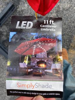 Simply Shade LED Lighted 11 ft. Cantilever Umbrella w/ Base