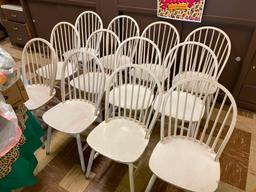 Restaurant Chairs, Windsor Style, Solid Wood, Painted White, Quantity 12