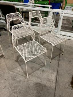 Lot of 4, Blue Dot White Hot Mesh Metal Chairs, Color: White Hot