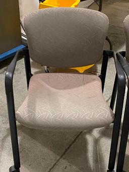 Lot of 2 Rolling Lobby Chairs w/ Arms, Some Small Stains or Worn Areas