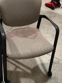 Lot of 2 Rolling Lobby Chairs w/ Arms, Some Small Stains or Worn Areas