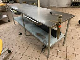 Stainless Steel Prep Table w/ Lower Shelf, 96in x 30in x 35in H w/ Edlund Commercial Can Opener