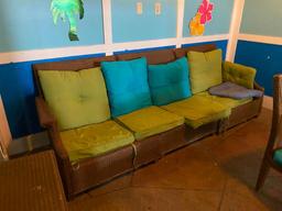 Composite Wicker Patio Furniture, Table, Chairs, Couch, TV w/ Wall-Mount Bracket, Cushions, Table,
