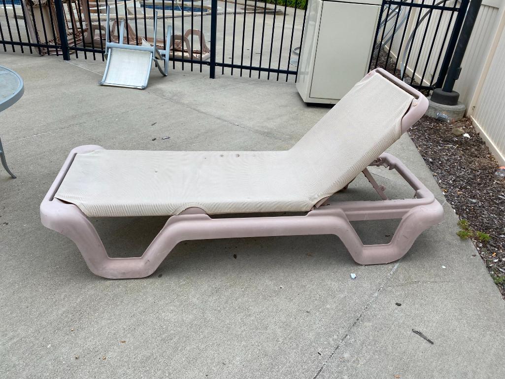 4-Position Poolside Loungers, Fabric May Have Small Tears or Rips