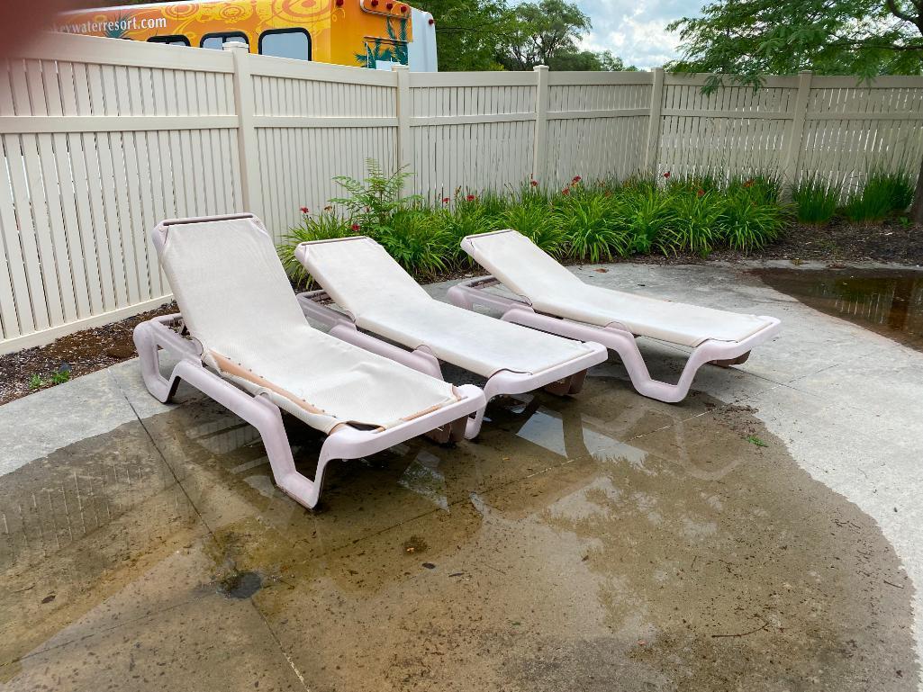 4-Position Poolside Loungers, Fabric May Have Small Tears or Rips