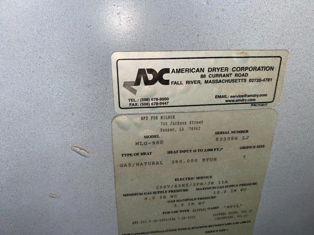 MILNOR Model: MLG-96D Commercial Front Load Dryer - As-Is - Does Not Work