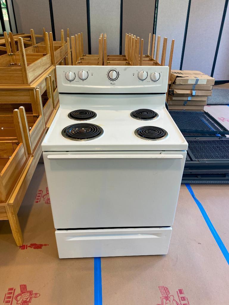 Whirlpool Electric Range / Oven, White, 30in Wide, 24in Deep, 36in to Burners, 47in Tall in Back