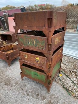 Stack of Four: Steel Material Handing Baskets, Area for Forks to Lift - One Money for All Four