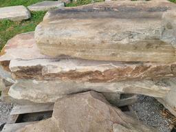 Pallet of Curb Stone Landscaping Rock, 7 Pieces, 22in to 48in ea