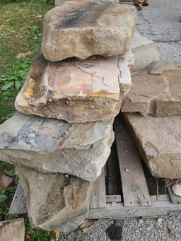 Pallet of Curb Stone Landscaping Rock, 7 Pieces, 22in to 48in ea