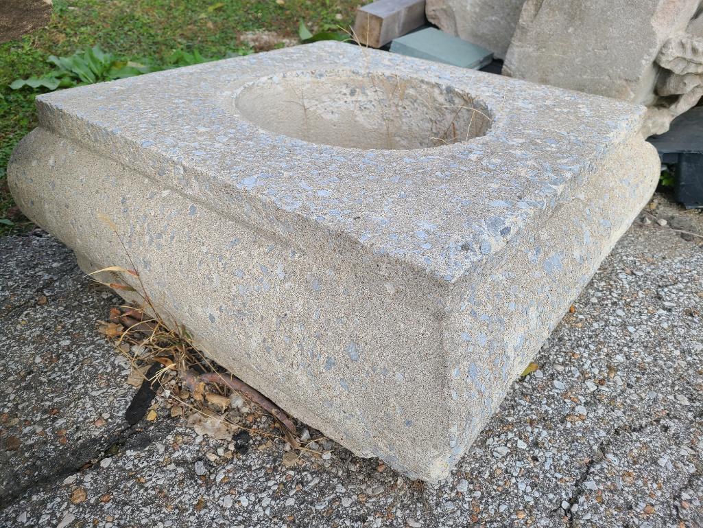 2 Pieces, Building Salvage, Concrete Decorative Cornerstone, Large Concrete Base