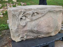 2 Pieces, Building Salvage, Concrete Decorative Cornerstone, Large Concrete Base