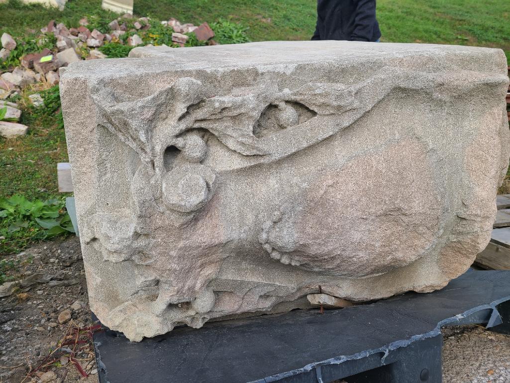 2 Pieces, Building Salvage, Concrete Decorative Cornerstone, Large Concrete Base