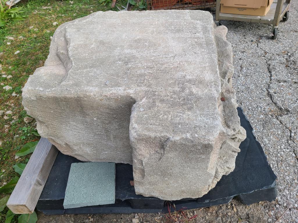 2 Pieces, Building Salvage, Concrete Decorative Cornerstone, Large Concrete Base