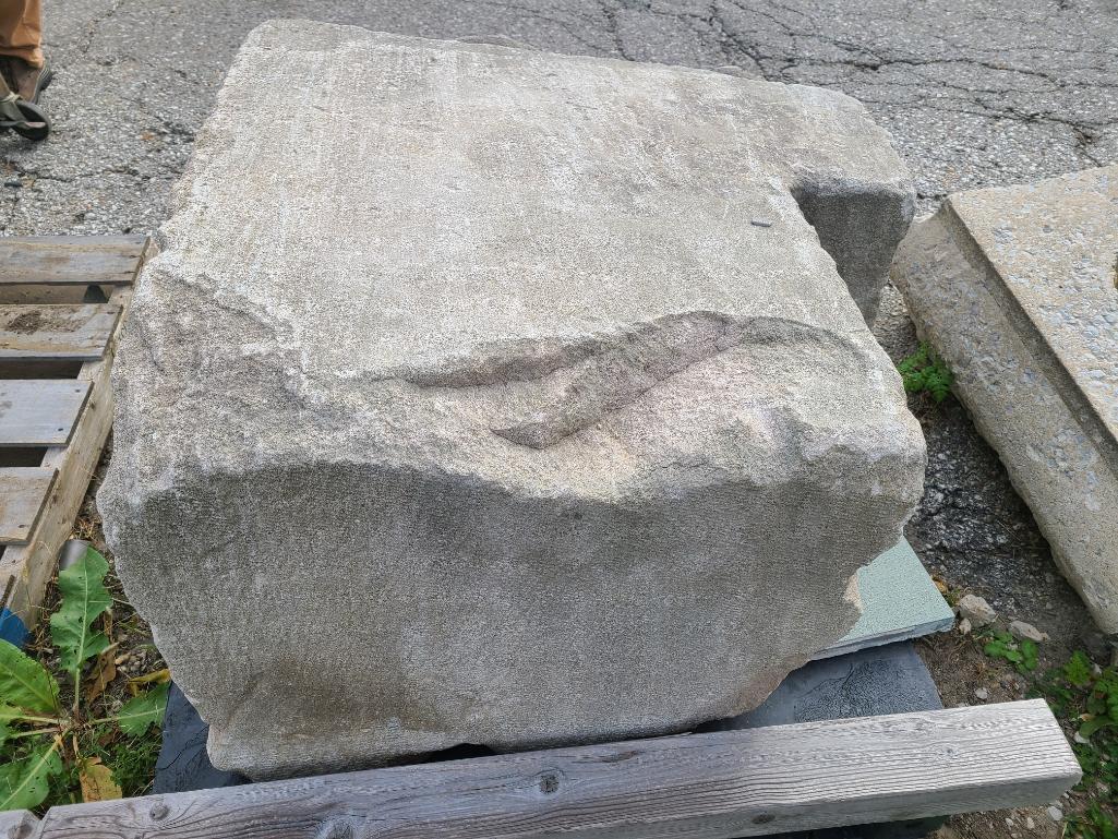 2 Pieces, Building Salvage, Concrete Decorative Cornerstone, Large Concrete Base