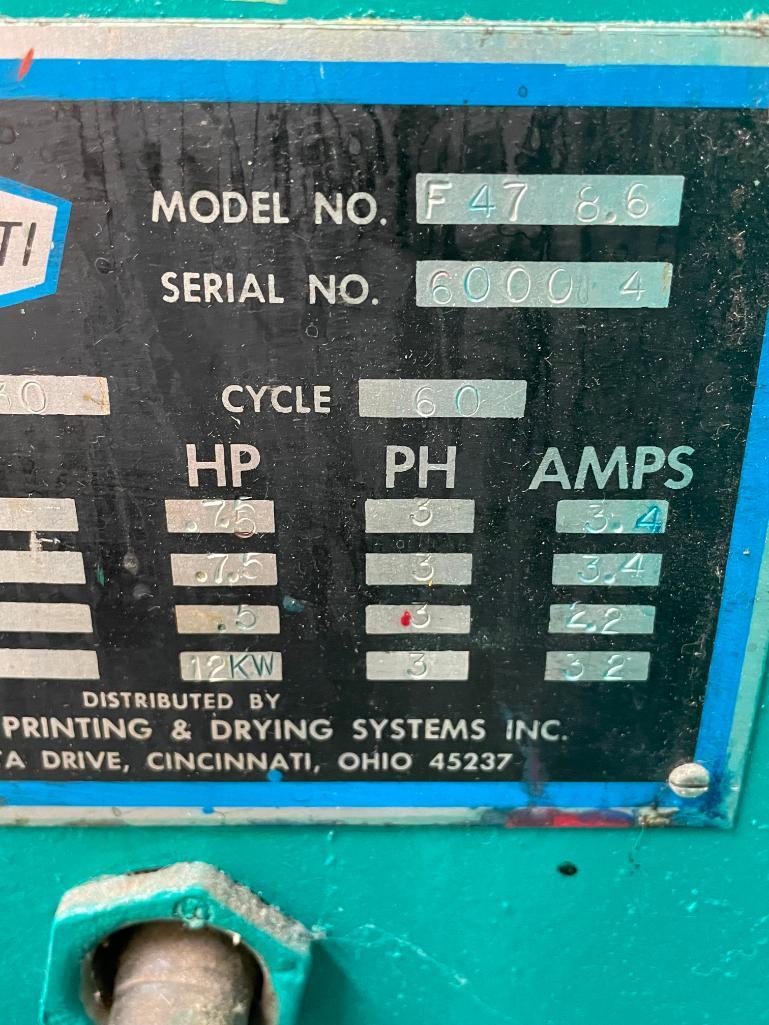 Cincinnati Electro Jet Model F 47.8 Screen Printing Conveyor Dryer