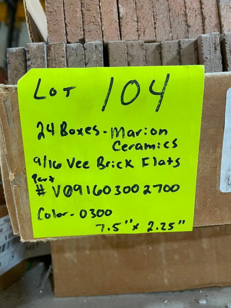 24 Boxes, Marion Ceramics 9/16 Vee Brick Flats, 7-1/2in x 2-1/4in, Color 0300