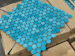 19 Cases, 10/Case, AGROB Buchtal Loop Turquois Mosaic 12in x 12in Tile, 5 Cases 12in x 24in Grey
