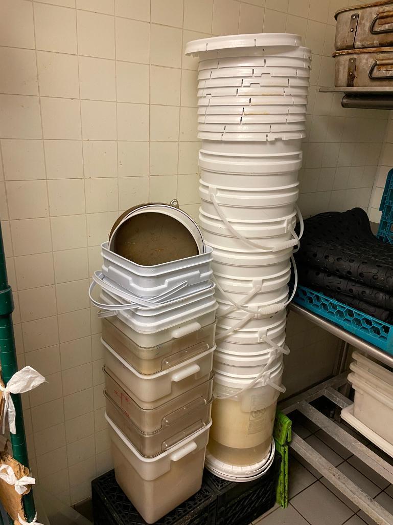 Stack of Buckets w/ Lids, Some Food Containers