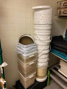 Stack of Buckets w/ Lids, Some Food Containers
