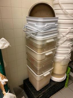 Stack of Buckets w/ Lids, Some Food Containers