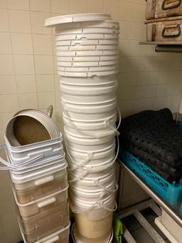 Stack of Buckets w/ Lids, Some Food Containers