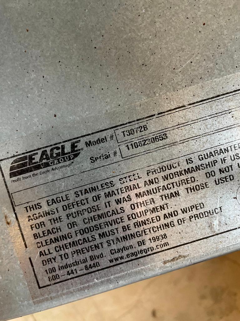 Eagle Mobile Stainless Steel Prep Table w/ Lower Shelf, Model: T3072B, 72in x 30in x 35in