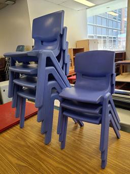Seven Matching Molded Plastic Childs Chairs, 2 Sizes, All for One Money