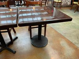 Restaurant Table, Single Pedestal Base, Solid Wood Top, 30in x 30in x 29.5in H