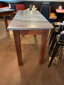 Stainless Steel Top High Top Table, Handmade in Workshop, Sturdy, 42in H, 72in x 30in