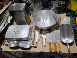 Ice Scoops, Spatulas, Colander, Small Trash Can, Utensils