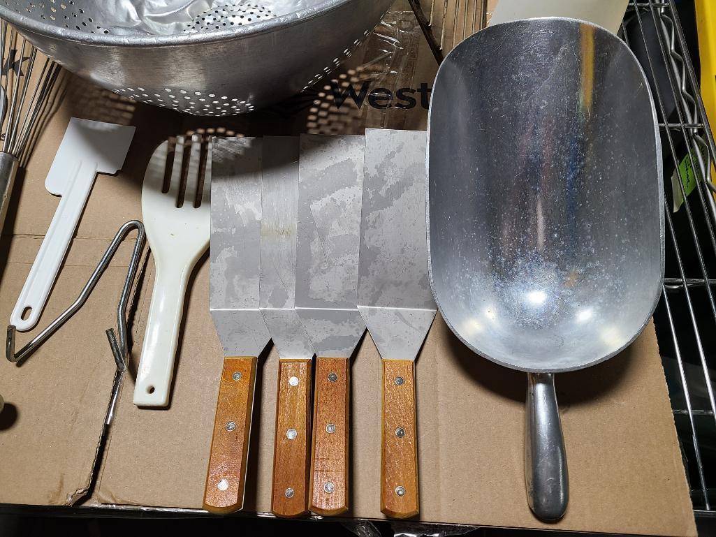 Ice Scoops, Spatulas, Colander, Small Trash Can, Utensils