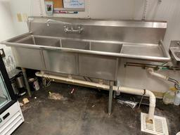 Turbo Air Model: TSA-3-12-R1, Stainless Steel 3-Compartment Sink 74in x 24in x 36in x 12in D