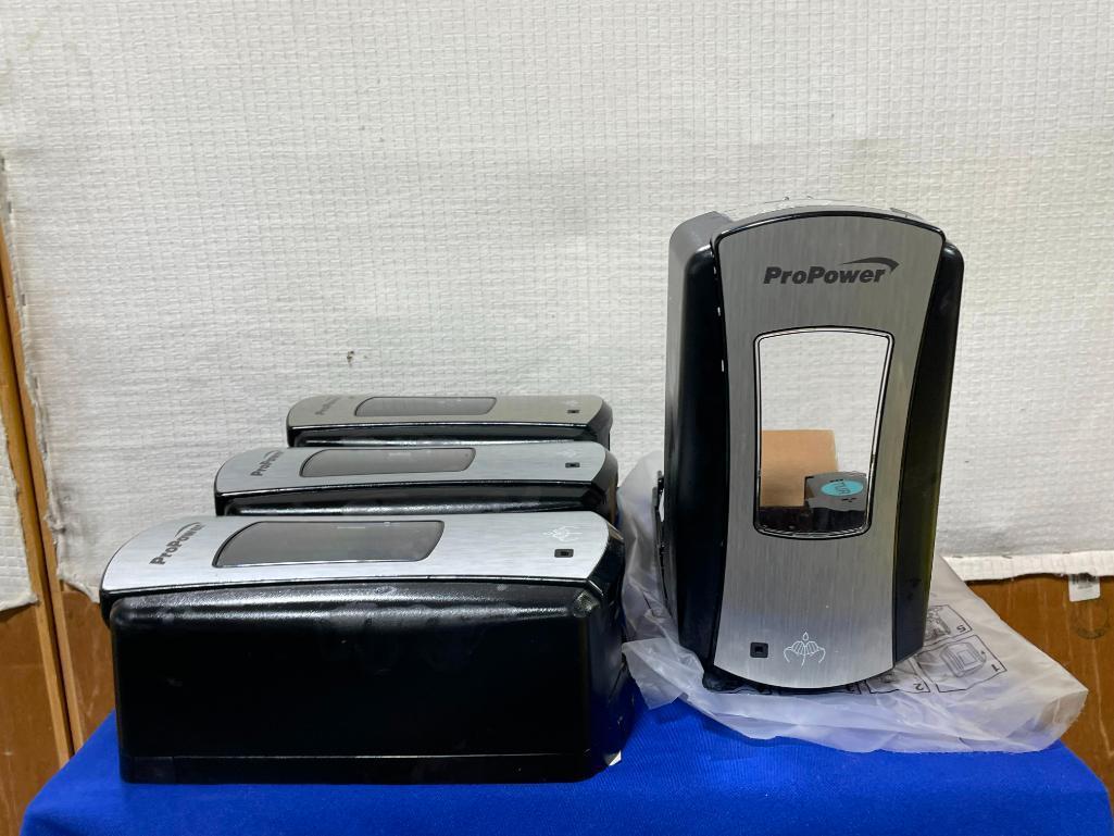 Lot of 4 ProPower Battery Operated Touchless Soap Dispensers, 1 is New, Size D Batteries