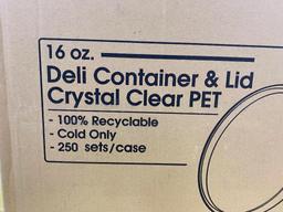 Sealed Case: Choice 16oz Deli Container & Lid, 250 Sets, Crystal Clear PET