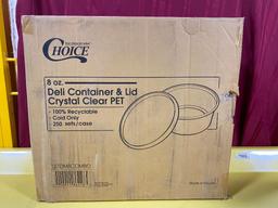 Sealed Case: Choice 8oz Deli Container & Lid, 250 Sets, Crystal Clear PET