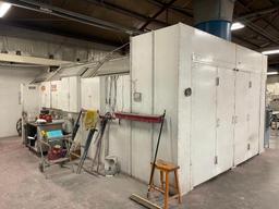 Binks Paint Booth, 26ft x 14ft x 9ft 6in H w/ Air Handler, Fans